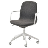 LÅNGFJÄLL conference chair with armrests, Gunnared dark grey/white, 68 cm