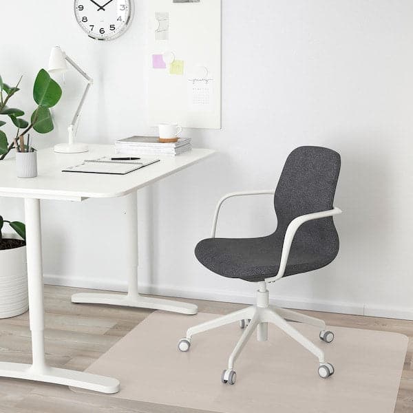 Ikea LÅNGFJÄLL Office chair with armrests - Gunnared dark grey/white ,
