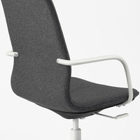 LÅNGFJÄLL Office chair with armrests - Gunnared dark grey/white , - best price from Maltashopper.com 29252865