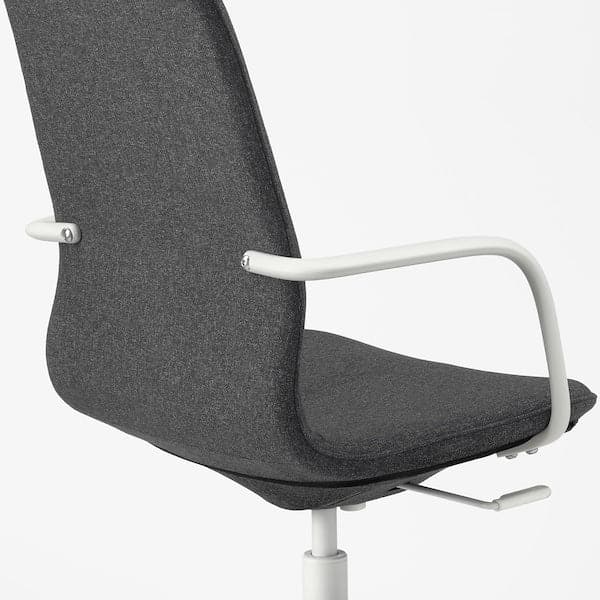 Ikea LÅNGFJÄLL Office chair with armrests - Gunnared dark grey/white ,