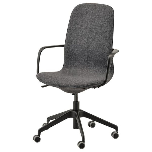 Ikea LÅNGFJÄLL Office chair with armrests - Gunnared dark grey/black ,