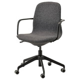 LÅNGFJÄLL conference chair with armrests, Gunnared dark grey/black, 68 cm
