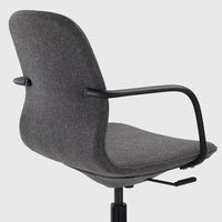 LÅNGFJÄLL Office chair with armrests - Gunnared dark grey/black , - best price from Maltashopper.com 59177902