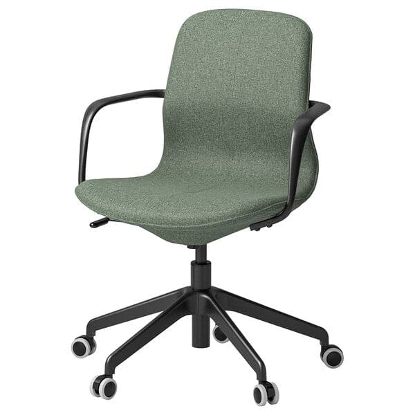 LÅNGFJÄLL - Meeting chair with armrests, Gunnared grey-green/black , - best price from Maltashopper.com 39507729