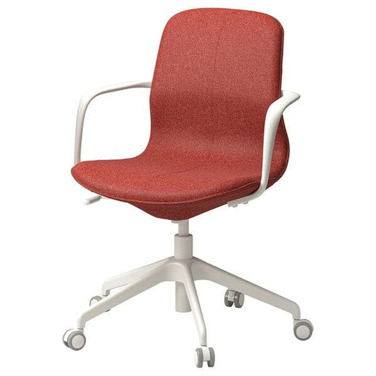 Ikea LÅNGFJÄLL - Meeting chair with armrests, Gunnared red-orange/white ,