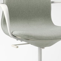 LÅNGFJÄLL Office chair with armrests - Gunnared light green/white , - best price from Maltashopper.com 19252781
