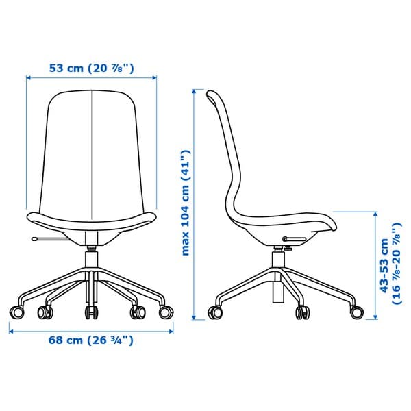 Ikea LÅNGFJÄLL Office Chair - Gunnared Blue/White ,