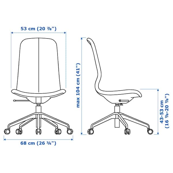 Ikea LÅNGFJÄLL Office Chair - Gunnared Dark Grey/White ,