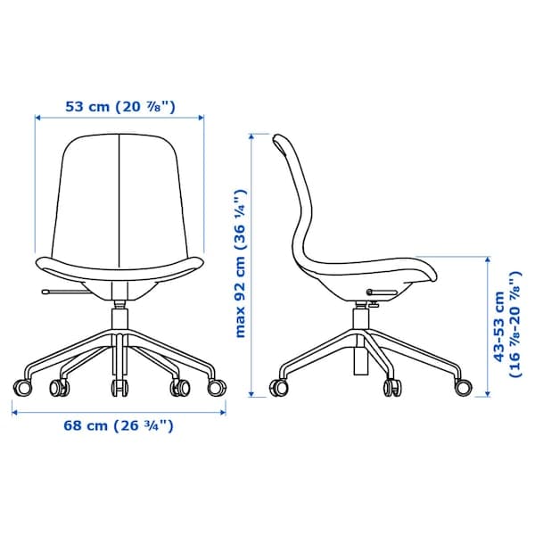 Ikea LÅNGFJÄLL Office Chair - Gunnared Dark Grey/Black ,