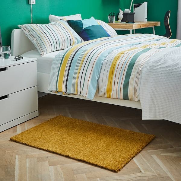 LANGSTED - Rug, low pile, yellow, 60x90 cm - best price from Maltashopper.com 40423941