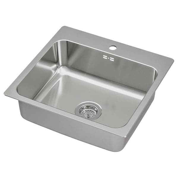 LÅNGUDDEN - Inset sink, 1 bowl, stainless steel