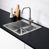 LÅNGUDDEN - Inset sink, 1 bowl, stainless steel, 56x53 cm - best price from Maltashopper.com 29157477