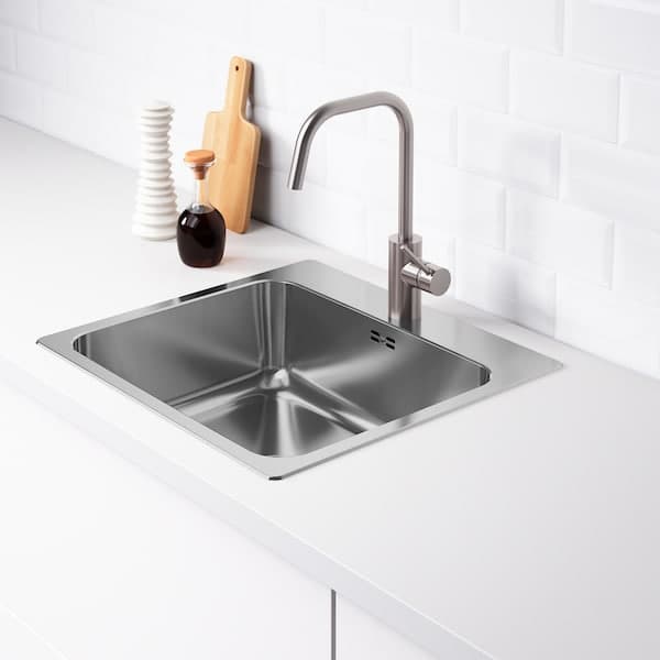 LÅNGUDDEN - Inset sink, 1 bowl, stainless steel, 56x53 cm - Premium Kitchen & Utility Sinks from Ikea - Just €136.99! Shop now at Maltashopper.com