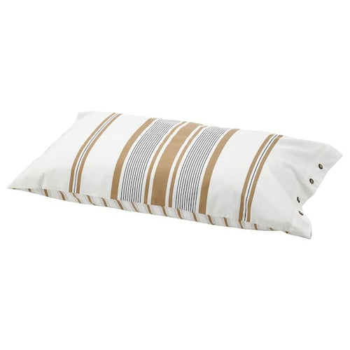 LAPPDUNÖRT - Pillowcase, white/brown/striped, 50x80 cm