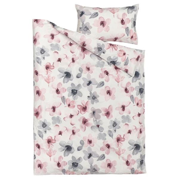 Ikea LAPPNYCKLAR - Duvet cover and pillowcase, white/multicolour ,
