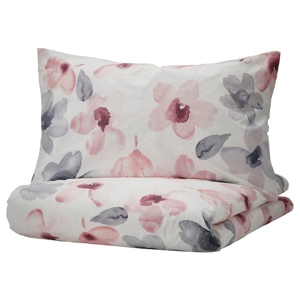 Ikea LAPPNYCKLAR - Duvet cover and pillowcase, white/multicolour ,
