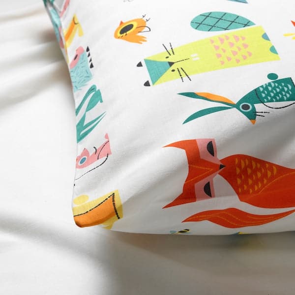 Ikea LATTJO - Duvet cover and pillowcase, animal/multicolour, 150x200/50x80 cm