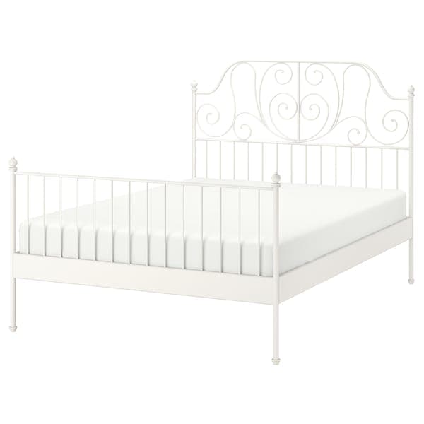 LEIRVIK Bed frame, white/Lindbåden, 140x200 cm - best price from Maltashopper.com 69494947