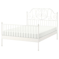 LEIRVIK Bed frame, white/Lindbåden, 140x200 cm - best price from Maltashopper.com 69494947