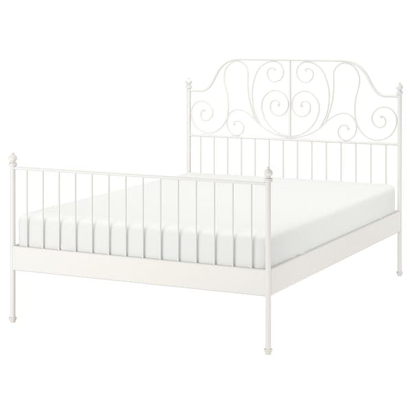 Ikea LEIRVIK Bed frame, white/Lindbåden, 140x200 cm