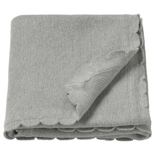 LEN blanket, knitted/grey, 70x90 cm