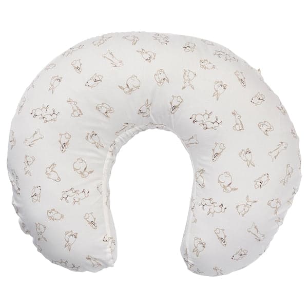 Ikea LEN - Cover for nursing pillow, rabbit pattern/white, 60x50x18 cm