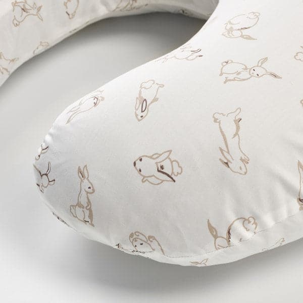 Ikea LEN - Cover for nursing pillow, rabbit pattern/white, 60x50x18 cm