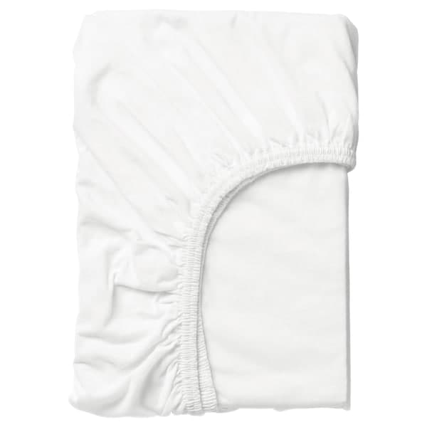 LEN - Fitted sheet, white, 80x165 cm - best price from Maltashopper.com 40465276