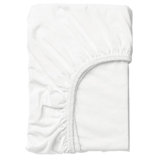 LEN - Fitted sheet, white, 80x165 cm - best price from Maltashopper.com 40465276