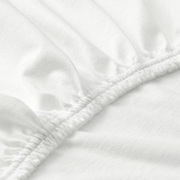 LEN - Fitted sheet, white, 80x130 cm - best price from Maltashopper.com 10465268