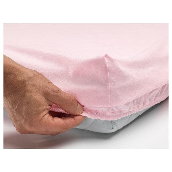 Ikea LEN  Fitted sheet for cot,  white/pink 60x120 cm , 60x120 cm