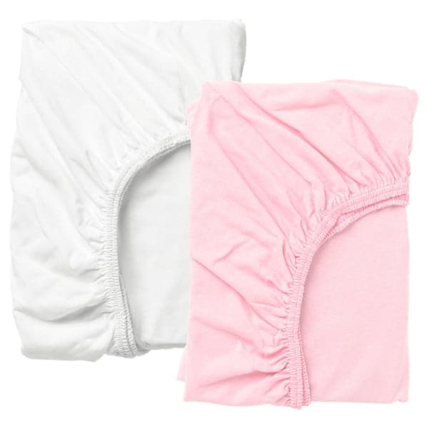 LEN  Fitted sheet for cot,  white/pink 60x120 cm , 60x120 cm - best price from Maltashopper.com 60320188