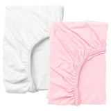 LEN fitted sheet for cot, white/pink, 60x120 cm, 2 pack