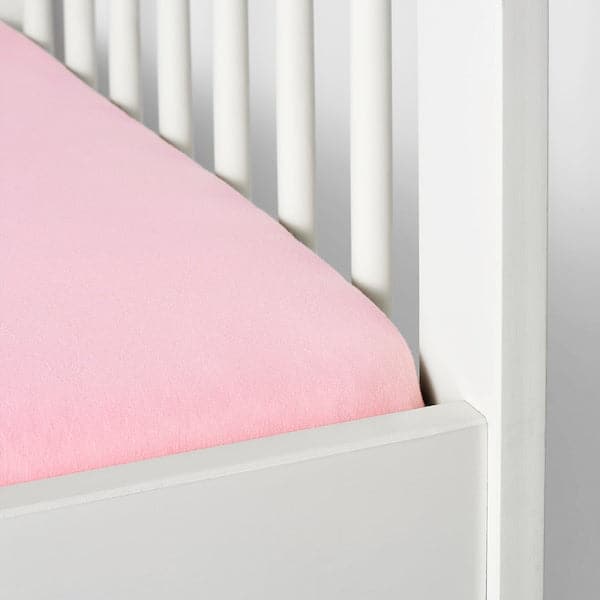 Ikea LEN  Fitted sheet for cot,  white/pink 60x120 cm , 60x120 cm