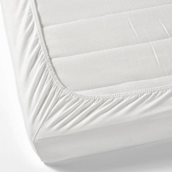 LEN - Fitted sheet for cot, white, 60x120 cm - best price from Maltashopper.com 50113938