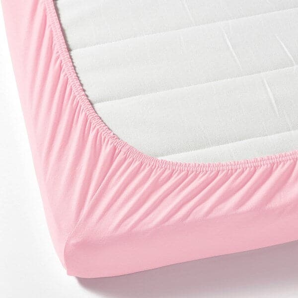 LEN - Fitted sheet, pink, 80x130 cm - best price from Maltashopper.com 30465291