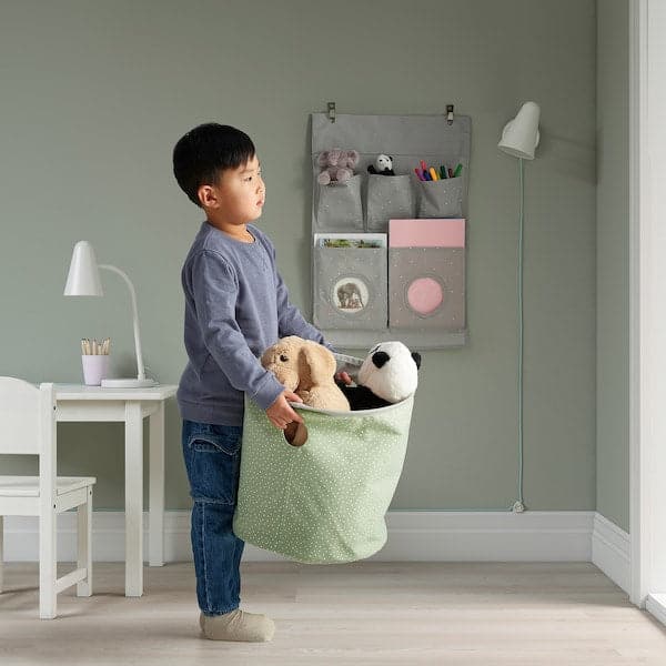 LEN - Storage bag, dotted green/light grey - best price from Maltashopper.com 70543268