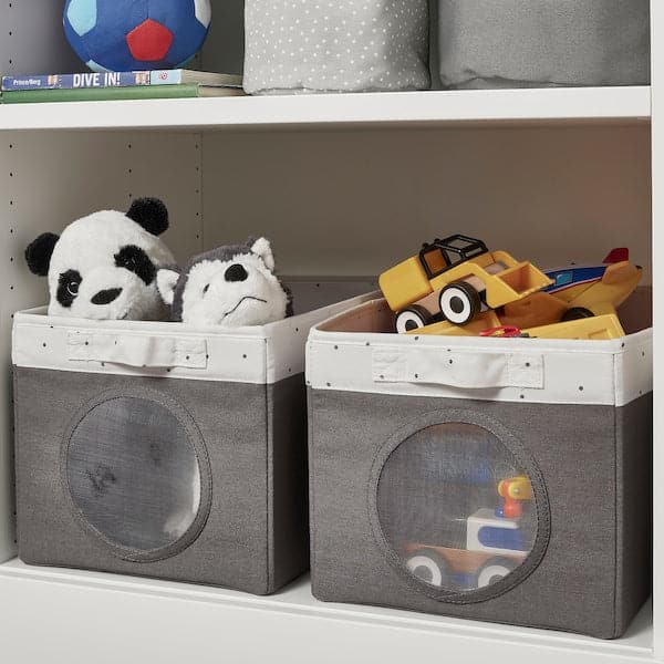 Ikea LEN - Box, grey/dotted white, 25x37x22 cm