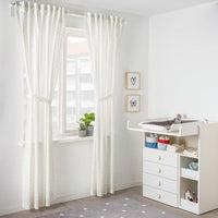 LEN - Curtains with tie-backs, 1 pair, dotted/white, 120x300 cm - best price from Maltashopper.com 70457637