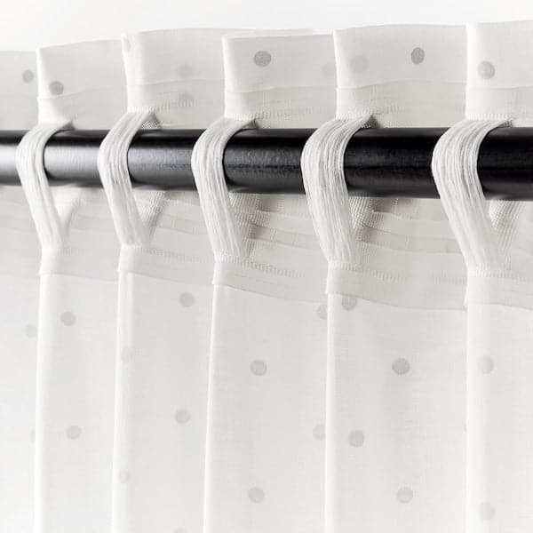 Ikea LEN - Curtains with tie-backs, 1 pair, dotted/white, 120x300 cm