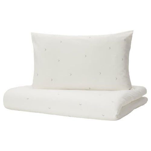 LENAST - Duvet cover 1 pillowcase for cot, white, 110x125/35x55 cm