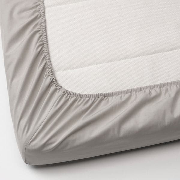 LENAST - Sheet with corners for cot, white/grey, 60x120 cm - best price from Maltashopper.com 30457601