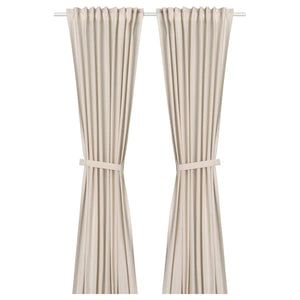 LENDA - Curtain with bracelet, 2 sheets, off-white, , 140x300 cm - best price from Maltashopper.com 50552881