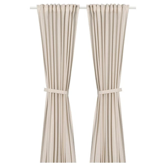 LENDA - Curtain with bracelet, 2 sheets, off-white, , 140x300 cm - best price from Maltashopper.com 50552881
