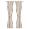 LENDA curtains with tie-backs, 1 pair, off-white/with heading tape, 140x300 cm