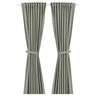 LENDA curtains with tie-backs, 1 pair, light grey-green/with heading tape, 140x300 cm