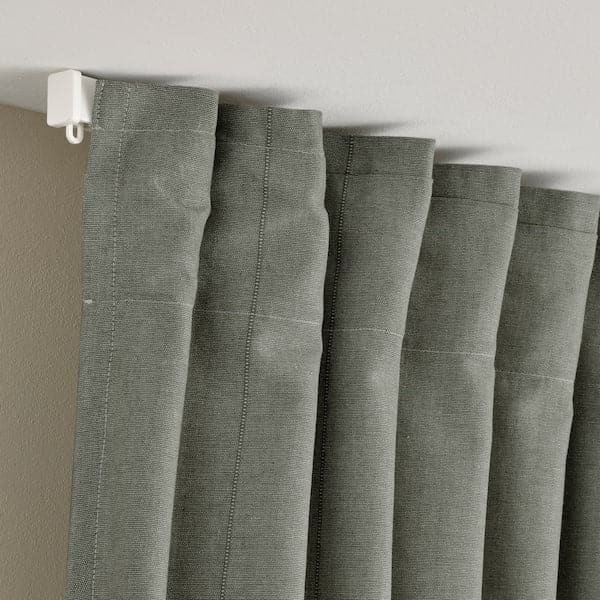 Ikea LENDA - Curtain with bracelet, 2 sheets, light grey-green, , 140x300 cm