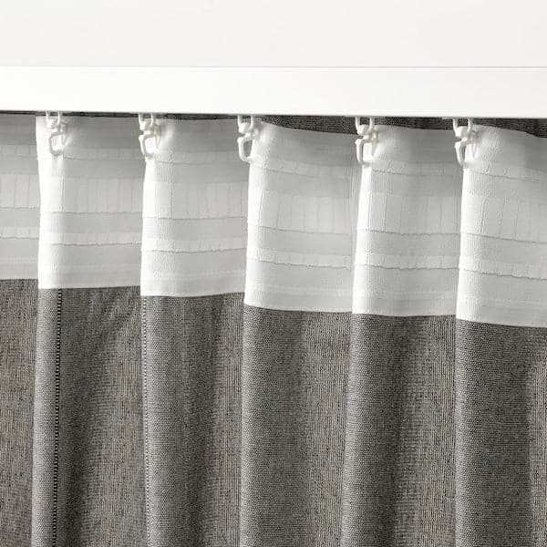 LENDA - Curtain with bracelet, 2 sheets, dark grey, , 140x300 cm - best price from Maltashopper.com 60552871