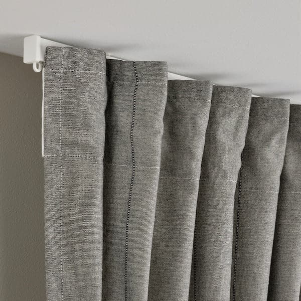 LENDA - Curtain with bracelet, 2 sheets, dark grey, , 140x300 cm - best price from Maltashopper.com 60552871