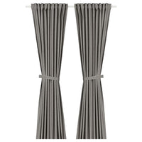 LENDA - Curtain with bracelet, 2 sheets, dark grey, , 140x300 cm - best price from Maltashopper.com 60552871